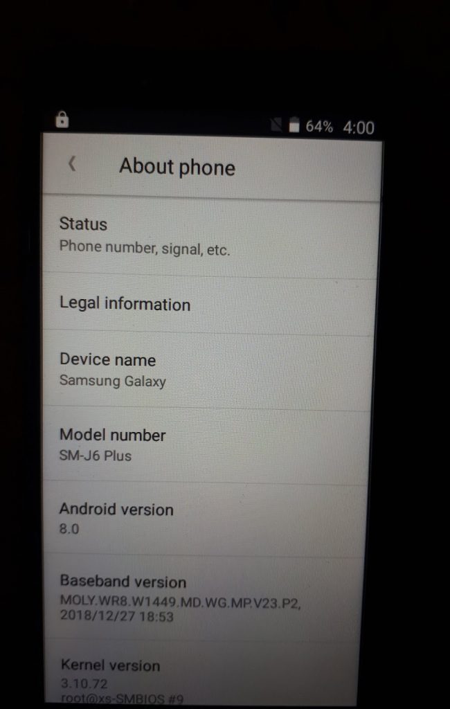 Samsung Clone J6 Plus Flash File Firmware Screen Show 8 0 MT6580